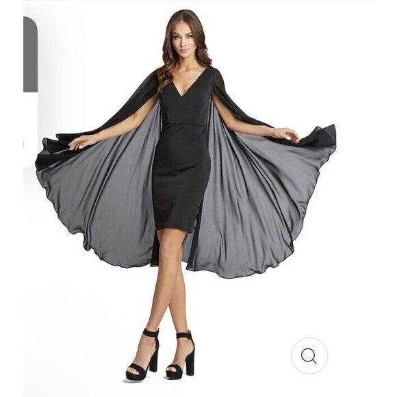 Mac Duggal Ieena Pink Cape Chiffon Short Knee Length Dress Sz 6 $358 NWT - Picture 5 of 12